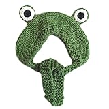 YOURPAI Gestrickte Froschmütze, niedliches Cartoon-Strick-Frosch-Stirnband, warm, mit Ohrenklappe, schöne Foto-Requisiten für Kinder-Party, Foto-Requisiten, grü
