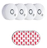 Jeising GS508 4er Set Rauchmelder/Brandmelder/ 10 Jahres Batterie fest verbaut VdS'Q' zertifiziert EN14604:2005/AC-2008 inkl. 4 x Magnetbefestigung Magnetop