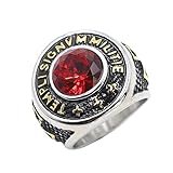 GXL&YZQ Ringe Für Mann Mit Rubin Religiöses Kreuz Gothic Edelstahl Paar Cool Retro Handarbeit Verhindert Allergie Halloween Schmuck Geburtstagsgeschenk Punk,7