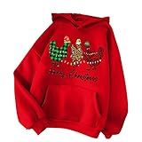 Xisimei Weihnachten Hoodie Pullover Unisex 3D Druck Christmas Herren Damen Langarm Sweatshirt mit Taschen Kapuzenp