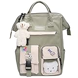 Sensiabl Rucksäcke Preppy Rucksack Frauen Wasserdicht Candy Farben Rucksäcke Fancy High School Taschen für Teenager Mädchen Reiserucksack Grün 26 * 18 * 38