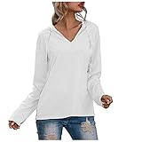 AllinKlei Leichter Kapuzenpullover Damen Elegante lässige Schlichte Langarmbluse Mode weiche Slim Fit Kordelzug Pullover Top