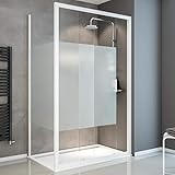 Schulte EP39581290 04 117 Sunny Schiebetür mit Seitenwand, 120 x 90 cm, 5 mm Sicherheits-Glas Dekor Dezent light, alpin-weiß, Duschkabine zur Montage auf Duschwanne und F