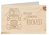 Holzgrußkarte - HERZLICHEN GLÜCKWUNSCH ZUR HOCHZEIT - 100% handmade in Österreich - Postkarte Glückwunschkarte Geschenkkarte Grußkarte Klappkarte Karte Einladung mrs gleichg