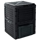 EMAKO Komposter mit Deckel 300L Gartenkomposter dunkelgrün/grau Kunststoff Thermokomposter Compost 83x61x61