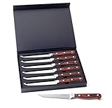 Hanseküche Steakmesser Set – 6X Hochwertige Steakmesser mit Holzgriff – Edles Besteck Set aus rostfreiem Spezialklingenstahl mit Wellenschliff und Geschenkbox