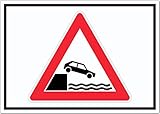 Achtung Ufer Symbol Aufkleber innenklebend A8 (52x74mm)