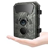 Mini Wildkamera 16MP 1080P mit Micro SD Karte, Jagdkamera mit Low Glow Nachtsicht, IP66 Wetterfest 0.4s Trigger Geschwindigkeit Bewegung Serkennung IP66 Wasserdicht für Wildbeobachtung Jagdausflug