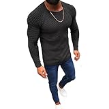 Herren Langarm Pullover Dünner Strickpullover Rundhalsausschnitt Lose Lässige Einfarbig Plus Größe Für Herbst XXL