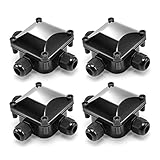 Allright 4 Pack Wasserdichte Abzweigdose IP68 Verteilerdose Freien Garten Kabelverbinder Klemmdose 3 Wege Verbindungsdose 230V Schw