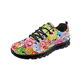 Wrail Unisex Schuhe Turnschuhe mit Motiv Laufschuhe Blumen Graffiti Bequem Sneaker Schnürer Fitness Outdoor Leichte Atmungsaktiv Sneaker Bunte Sportschuhe Freizeitschuhe Pink EU 41