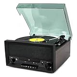 Retro-Platte, Player Music Center mit Fernbedienung, CD-Player, DAB & FM, AM-Radio, Vinyl-Player, Kassettenplayer, MP3-USB-Slot, Kassettendeck, Digitalisierungsfunktion, R