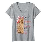 Damen Persische Katze Mama Valentinstag Katze Mama Funky Funny Fun T-Shirt mit V