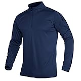 MAGCOMSEN Männer Outdoor Wandershirt Atmungsaktiv Langarm Oberteil Funktionsshirt für Herren Tarn T-Shirt Jagd Pullover Quick Dry Taktisch Shirt mit Stehkragen Dunkelblau S