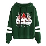 Weihnachtspullover Damen Xmas Hoodies Pulli Shirt Ugly Christmas Kapuzenpulli Elegant Bluse Vintage Freizeit Winterpulli Weihnachtsdruck Kapuzenjacke Adventskalender 2021 F