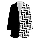 GOKOMO Damen Bedruckter Blazer Langarm Elegant Dünnes Jacke Frühjahr und Herbst Jacke mit Farbdruck (M,Weiß)