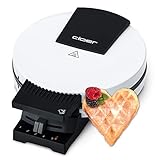 Cloer 181 Waffeleisen für kuchenartige Herzwaffeln, 930 W, Waffelgröße 16 cm, schwere Backplatten, optische und akustische Fertigmeldung, Weiß