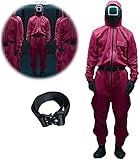 Squid Game Costume, Squid Game Cosplay Jumpsuit mit Gürtel, Quid Game Halloween Costumes Adult Man Women Fashion Freizeit Trainingsanzug