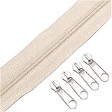 10M 25 Farben Nylon Spule Reißverschluss Masse mit 20Pcs Zipper Slider-Supplies 104 Hellbeige 3# 10M