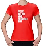 T-Shirt Wie gut, DASS Mich keiner Denken hören kann! Party Fun 15 Farben XS-3XL Witz Spaß Funshirt lustige Sprüche Sarkasmus Geschenk, Farbe:rot - Logo Weiss, Größe:2XL