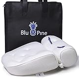 BluPine Badewannenkissen - ergonomische Kopfstütze - Haken und 7 Saugnäpfe - Tragetasche und Waschmaschienennetz (Weiß)