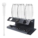 Flaschenhalter kompatibel mit SodaStream Crystal, Premium Abtropfhalter aus Edelstahl mit Flaschenbürste und Abtropfmatte geeignet für SodaStream und Emil F