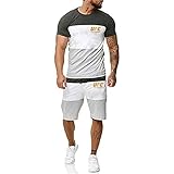 T-Shirt Teen-Trainingsanzug, MMA Fitness-UFC-Druck Kurzärmeln Und Shorts, Geschenk Für UFC-Fans (Color : Gray, Size : Size-XXXXL)