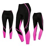 3S Sports Damen Fahrradhose Fahrrad Winter Legging Strumpfhosen Frauen Gepolsterte Thermohose (Schwarz/Pink, Small)