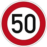 Verkehrszeichen Zulässige Höchstgeschwindigkeit 50 Nr. 274-50 | Ø 420mm, Alu 2mm, RA1 | Original Verkehrsschild nach StVO mit RAL Gütezeichen | Dreifke®