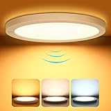 LED Deckenleuchte mit Bewegungsmelder 18 W, LED Flächenleuchte mit Bewegungsmelder, IP44 Wasserfest Einbauleuchte LED Badezimmerlampe Küchenlampe, Farbtemperatur Einstellbar 3000K / 4000K / 6500