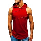 Ackssi Herren Kapuzen Gestreifte Patchwork Weste Jacke Patchwork äRmelloser Kontrast H