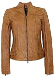 Jilani - Damen Lederjacke Lammnappa helles Cognac antik Größe 42