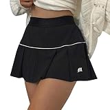 wenyujh Laufrock Sportrock Damen Tennisrock Hosenrock Golfrock Minirock Active Athletic Skort für Golf Laufen Sport für Frauen Mädchen(schwarz，S)