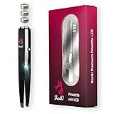 BestU Augenbrauenpinzette mit Licht (LED) 100% Profi mit Grip Beschichtung aus Edelstahl für Augenbrauen Bart Splitter & eingewachsene Haare | Schönheitswerkzeug Zupfpinzette für Frauen und M