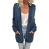 Yokbeer Damen Damen Einfach Drapiert Offener Wasserfall Boyfriend Cardigan Asymmetrische Langarm Cardi Top Lose Baggy Jacke (Color : Blue, Size : L)