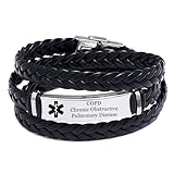 ForeverWill Angepasst Leder Medical Alert ID Armband für Männer Frauen Personalised Bewusstsein Typenschild Armband Krankheit Erinnerung Schmuck für Rettungsschwimmer, mit Aid Bag