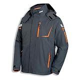 Uvex Metal 3-in-1 Herren-Arbeitsjacke - Grau-Orange Männer-Wetterjacke - Atmungsaktiv - Wind- & Wasserdicht XXXL