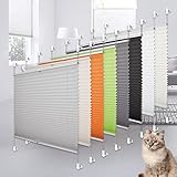 Heligo Plissee Klemmfix Plisseerollo ohne Bohren Hellgrau 70x100cm(BxH) Sicht-Sonnenschutz Jalousie Klemmfix Rollos für Fenster & Tür, Lichtdurchlässig Faltrollo Raffrollo mit Klemmfix-Halterung