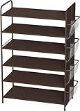 yanQxIzbiu Simple Houseware 6-Tier-Schuhregal-Aufbewahrungsorganisator 34-Paar mit seitlich hängender Tasche B