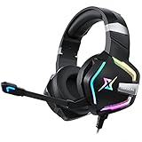 Targeal PC Gaming Headset mit Mikrofon und 7.1 Bass Surround Sound, USB Over Ear Noise Cancelling Gaming Kopfhörer mit Kabel und RGB Licht für PC PS4 PS5 Switch Laptop Tablet Mob