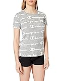 Champion Damen Seasonal AC Logo Allover Crewneck T-Shirt, Light Grey, XS