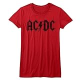 ACDC Heavy Metal Rock Band Schwarz auf Rot Logo Juniors T-Shirt, rot, Groß