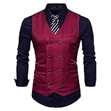 CFSLP. Herren Business Hochzeitswesten Weste Kostüm Homme Herren Zweireiher Anzug Weste Slim Fit Ärmellose Weste (Color : C, Size : S code)