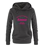 Comedy Shirts - Egal was die Frage ist, Schokolade ist die Antwort. - Damen Hoodie - Schwarz / Pink-Türkis Gr. L