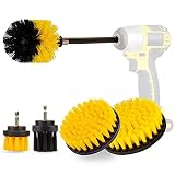 6-teiliges AUFISI-Bohrbürsten-Befestigungsset, Bürste mit 6 '' verlängerter langer Befestigung für Fliesendichtmittel, Badewanne, Waschbecken, Boden, Rad, Teppich (gelb)