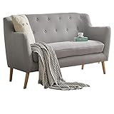CARO-Möbel 3 Sitzer Sofa Cesena Couch mit Stoffbezug in grau, Polstersofa im Retro Desig