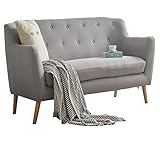 CARO-Möbel 3 Sitzer Sofa Cesena Couch mit Stoffbezug in grau, Polstersofa im Retro Desig