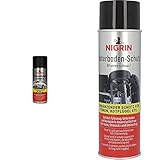 Nigrin 74117 Hitzebeständiges Lackspray 400 ml, mattschwarzer Autolack, 400 ml & Unterbodenschutz-Spray, 500 ml, haftfähig, Korrosionsschutz für den Unterboden von Autos, schw