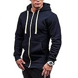 Hoodie Herren Sweatjacke Kapuzenjacke Kapuzenpulli mit Reißverschluss Langarm Kapuzenpullover Casual Hooded Sweatshirts Sportjacke Casual Langarmshirts Herbst Winter Sweater Tops Blouse Outw