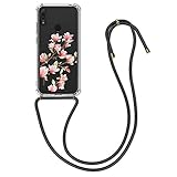 kwmobile Hülle kompatibel mit Huawei Y6 (2019) - Silikon Handyhülle mit Kette - Rosa Weiß Transparent Mag